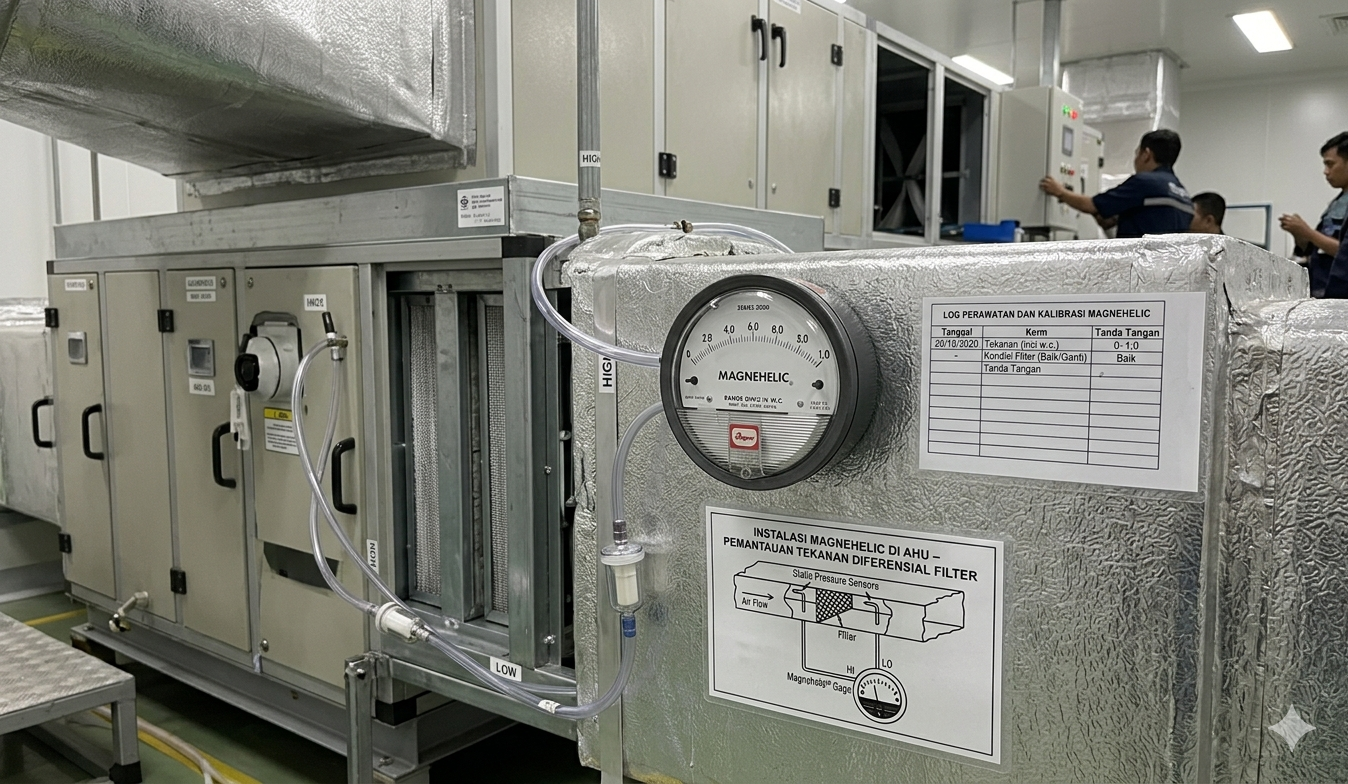 Instalasi Magnehelic di AHU