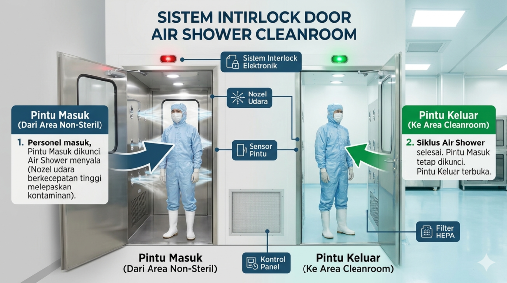 Sistem Interlock Door Air Shower Cleanroom: Terbaik untuk Mencegah Kontaminasi