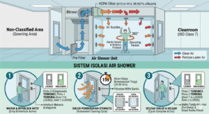 Sistem Isolasi Cleanroom Menggunakan Air Shower