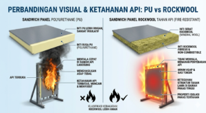 Perbedaan Sandwich Panel PU vs Rockwool Tahan Api